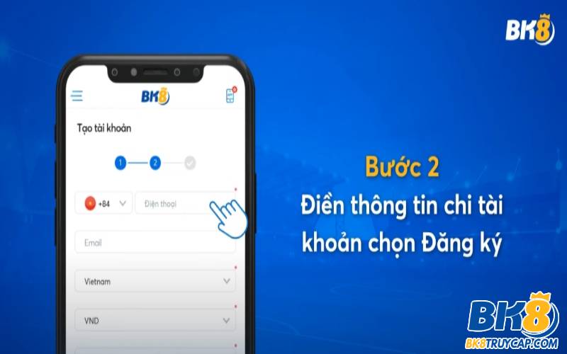 Điền thông tin tạo tài khoản để hoàn tất đăng ký