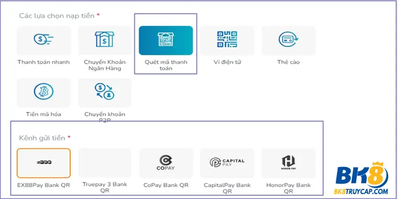 Quét mã QR code nạp tiền nhanh chóng Quét mã QR code nạp tiền nhanh chóng