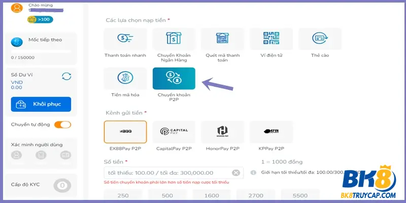 Kênh giao dịch qua P2P Kênh giao dịch qua P2P